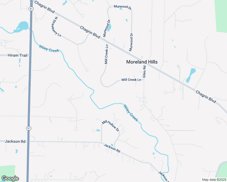 map of restaurants, bars, coffee shops, grocery stores, and more near 130 Mill Creek Lane in Moreland Hills