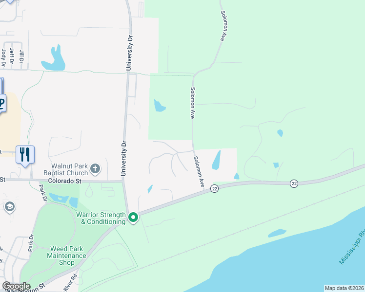 map of restaurants, bars, coffee shops, grocery stores, and more near 2016 Solomon Avenue in Muscatine