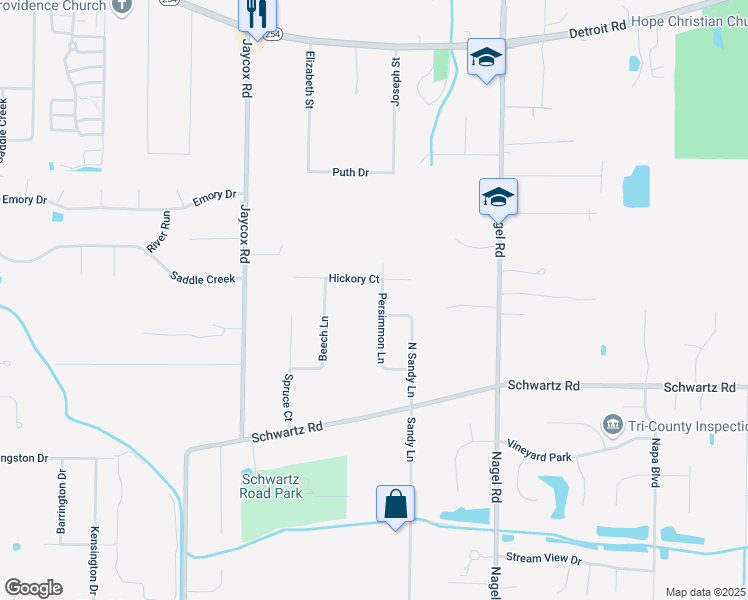 map of restaurants, bars, coffee shops, grocery stores, and more near 3286 Persimmon Lane in Avon