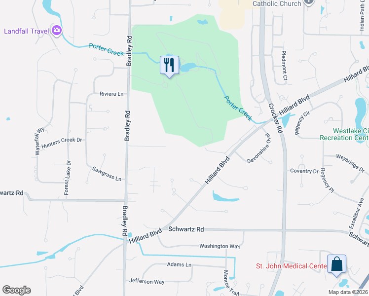 map of restaurants, bars, coffee shops, grocery stores, and more near 30555 Cottage Drive in Westlake