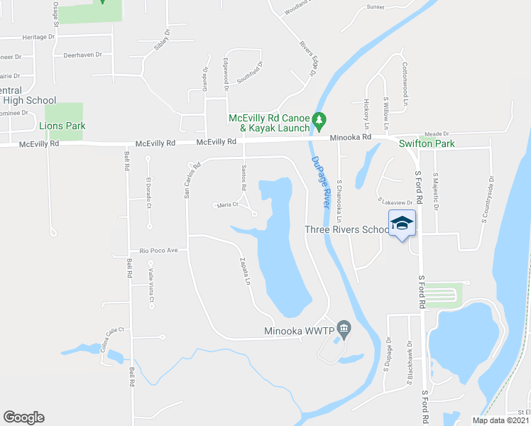 map of restaurants, bars, coffee shops, grocery stores, and more near 216 Santos Avenue in Minooka