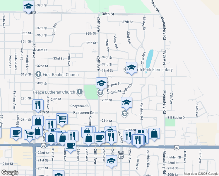 map of restaurants, bars, coffee shops, grocery stores, and more near 2971 25th Avenue in Columbus