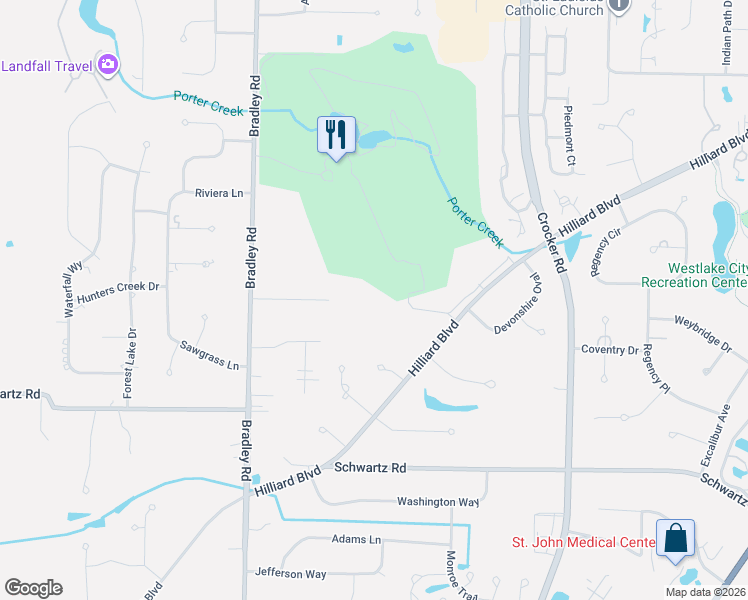 map of restaurants, bars, coffee shops, grocery stores, and more near 30555 Cottage Drive in Westlake