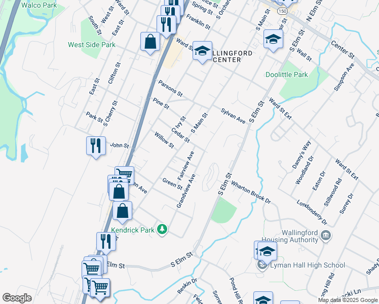 map of restaurants, bars, coffee shops, grocery stores, and more near 21 Fairview Avenue in Wallingford
