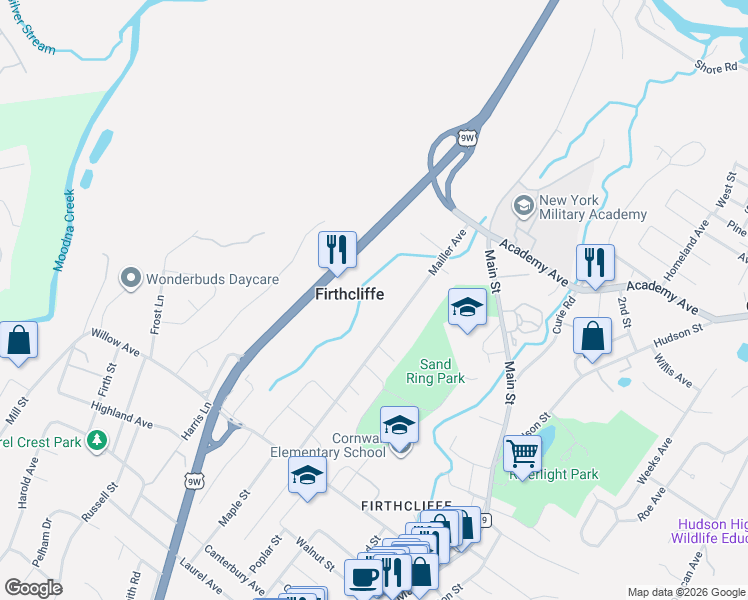 map of restaurants, bars, coffee shops, grocery stores, and more near 59 Mailler Avenue in Cornwall