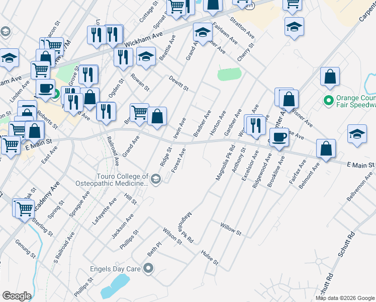 map of restaurants, bars, coffee shops, grocery stores, and more near 242 Phillips Street in Middletown