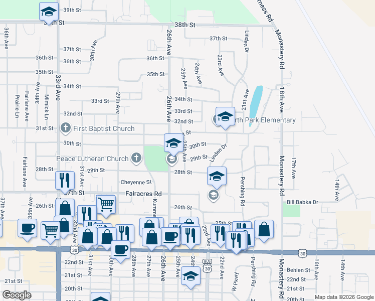 map of restaurants, bars, coffee shops, grocery stores, and more near 2971 25th Avenue in Columbus