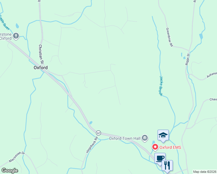 map of restaurants, bars, coffee shops, grocery stores, and more near 66 Larkey Road in Oxford