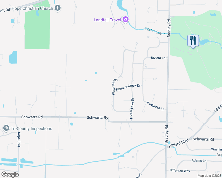 map of restaurants, bars, coffee shops, grocery stores, and more near 3016 Water Fall Way in Westlake