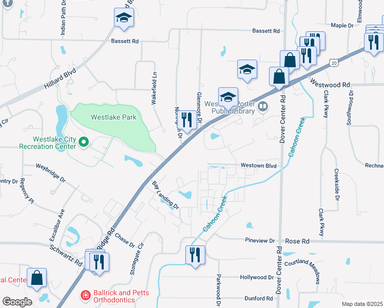 map of restaurants, bars, coffee shops, grocery stores, and more near 27819 U.S. 20 in Westlake