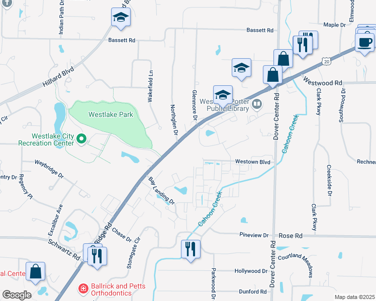 map of restaurants, bars, coffee shops, grocery stores, and more near 27819 U.S. 20 in Westlake