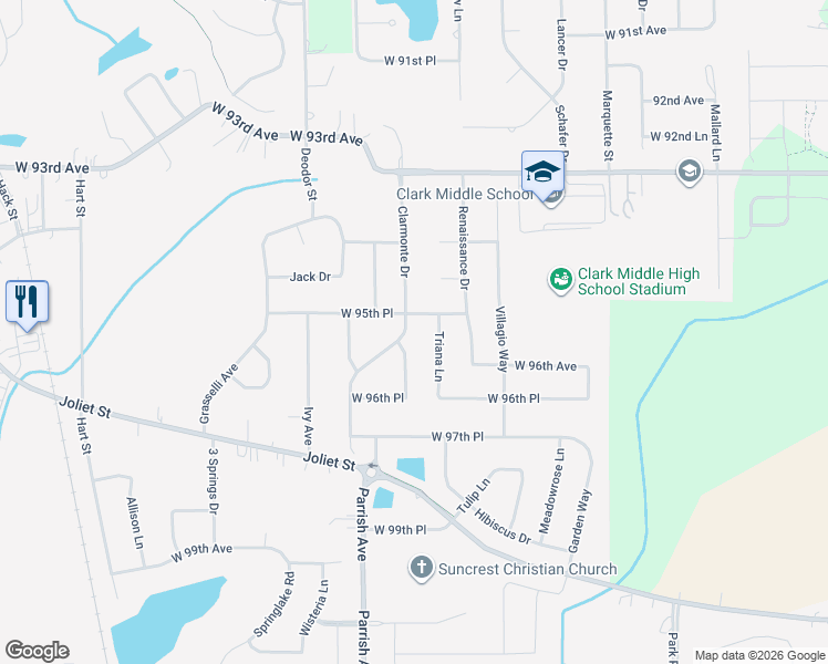 map of restaurants, bars, coffee shops, grocery stores, and more near 9521 Clarmonte Drive in Saint John