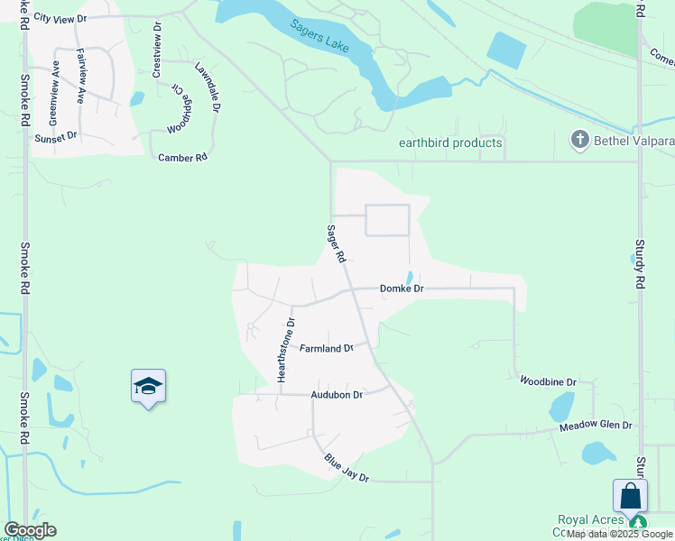 map of restaurants, bars, coffee shops, grocery stores, and more near 2311-2609 Sager Rd in Valparaiso