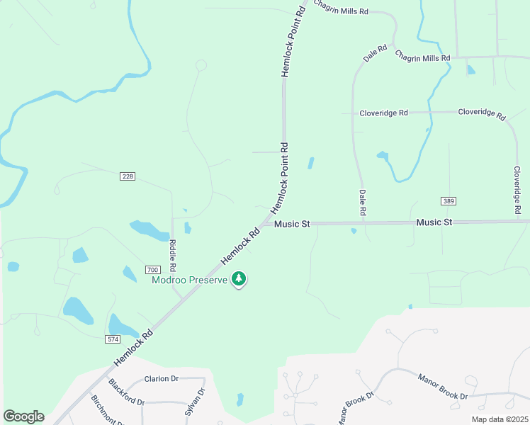 map of restaurants, bars, coffee shops, grocery stores, and more near 15536 Hemlock Point Road in Chagrin Falls