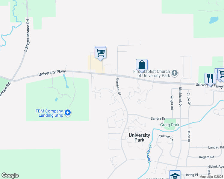 map of restaurants, bars, coffee shops, grocery stores, and more near 712 Marina Court in University Park