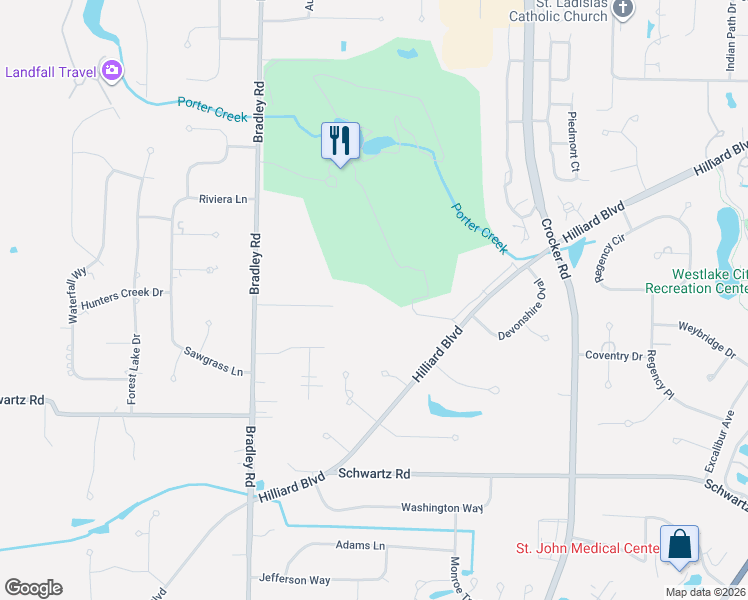 map of restaurants, bars, coffee shops, grocery stores, and more near 30555 Cottage Drive in Westlake