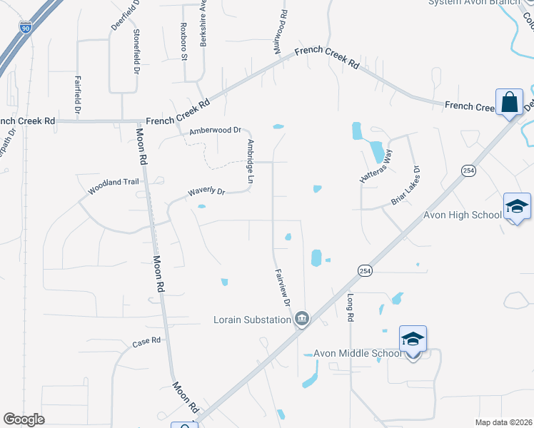 map of restaurants, bars, coffee shops, grocery stores, and more near 38502 Briar Lakes Drive in Avon