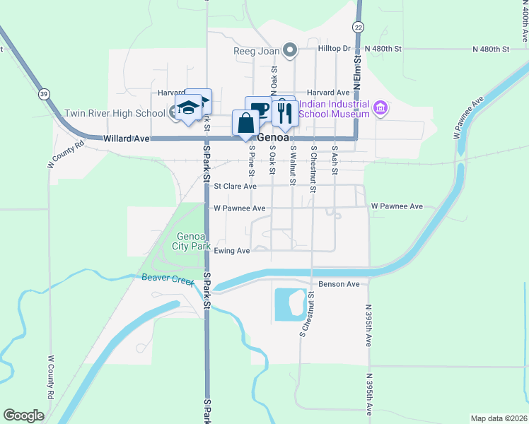 map of restaurants, bars, coffee shops, grocery stores, and more near 400-498 Looking Glass Lane in Genoa