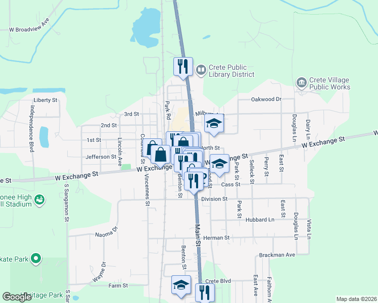map of restaurants, bars, coffee shops, grocery stores, and more near in Crete