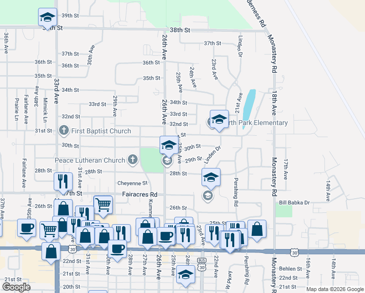 map of restaurants, bars, coffee shops, grocery stores, and more near 2971 25th Avenue in Columbus
