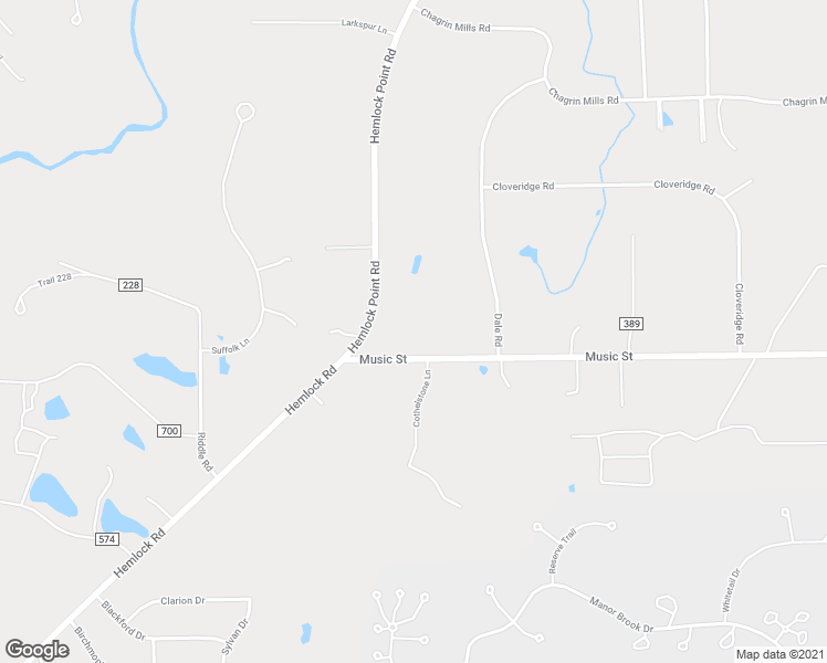 map of restaurants, bars, coffee shops, grocery stores, and more near 7994 Music Street in Chagrin Falls