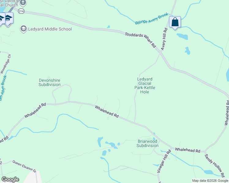 map of restaurants, bars, coffee shops, grocery stores, and more near 7 Kerrie Court in Ledyard