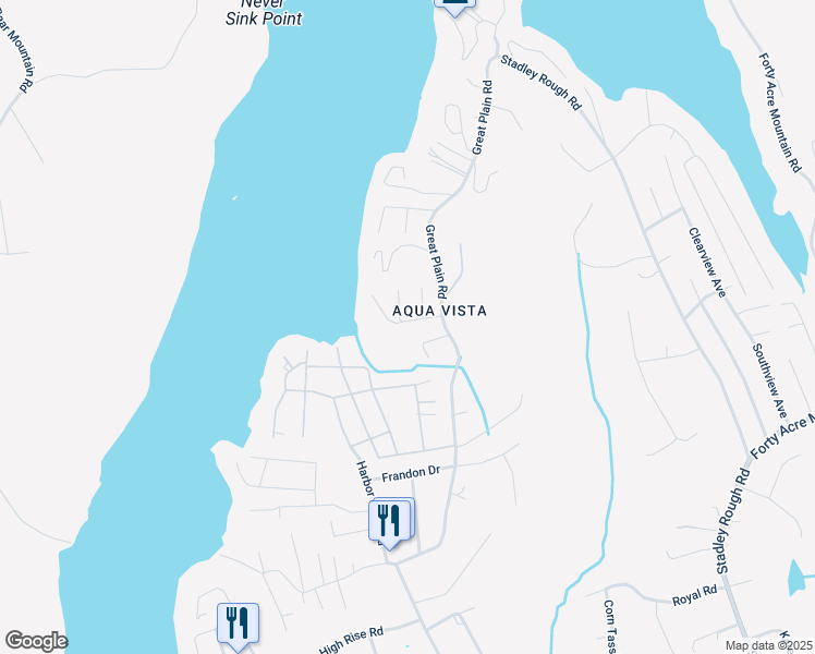 map of restaurants, bars, coffee shops, grocery stores, and more near 12 Lakeview Drive in Danbury