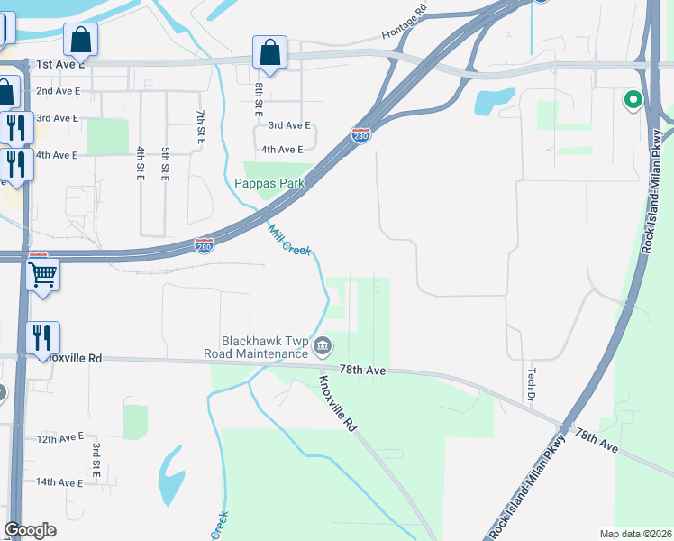 map of restaurants, bars, coffee shops, grocery stores, and more near 7504 24th Street in Milan