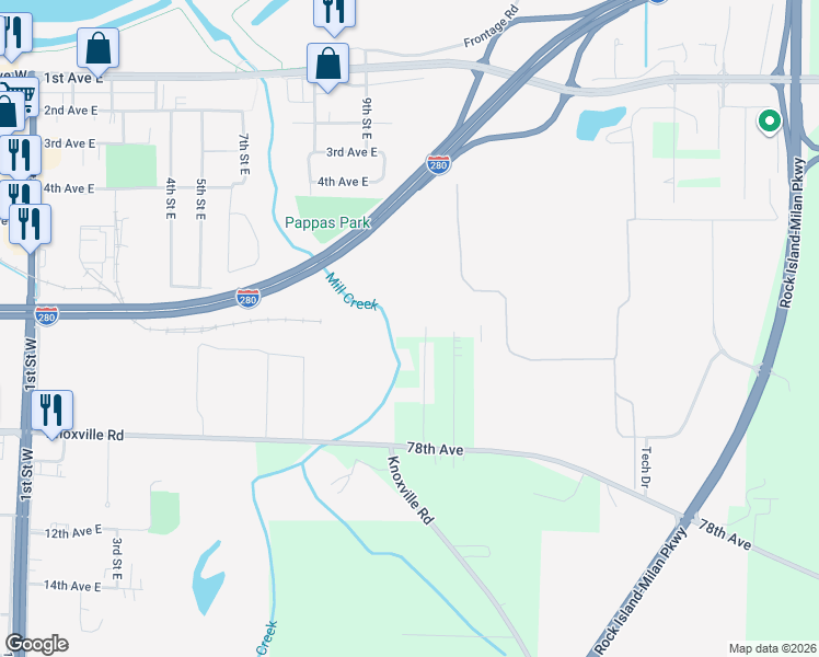 map of restaurants, bars, coffee shops, grocery stores, and more near 7504 24th Street in Milan