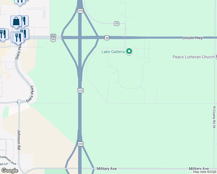 map of restaurants, bars, coffee shops, grocery stores, and more near 4452 County Road U Boulevard in Fremont