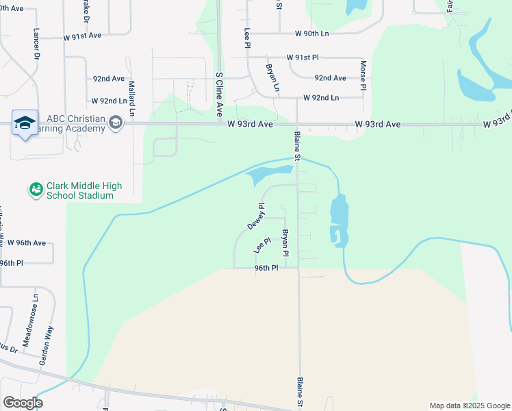 map of restaurants, bars, coffee shops, grocery stores, and more near 9404 Dewey Place in Crown Point