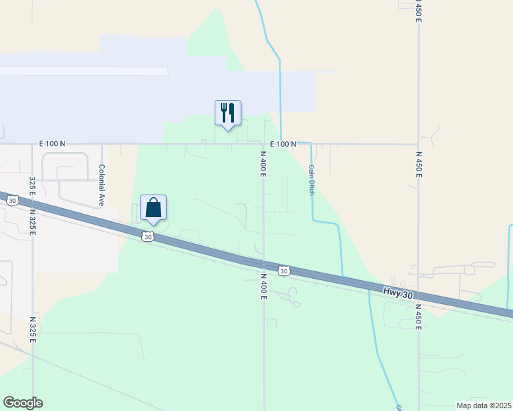 map of restaurants, bars, coffee shops, grocery stores, and more near 82 North 400 East in Valparaiso