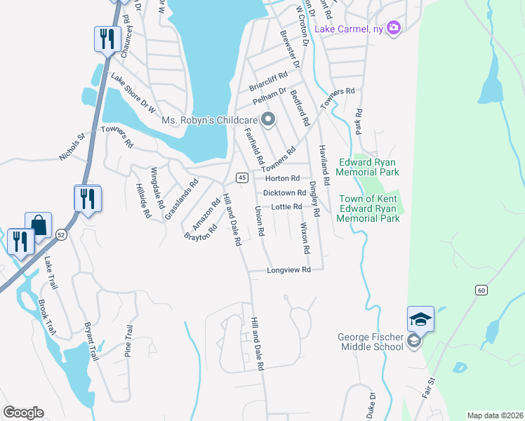 map of restaurants, bars, coffee shops, grocery stores, and more near 22 Union Road in Carmel Hamlet