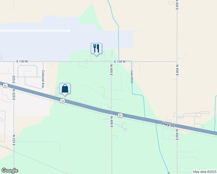 map of restaurants, bars, coffee shops, grocery stores, and more near 82 North 400 East in Valparaiso