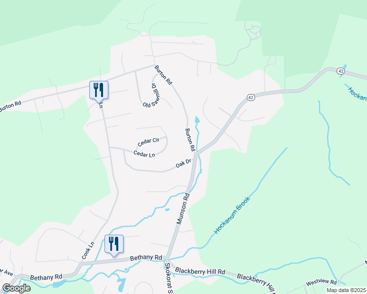 map of restaurants, bars, coffee shops, grocery stores, and more near 124 Cedar Lane in Beacon Falls