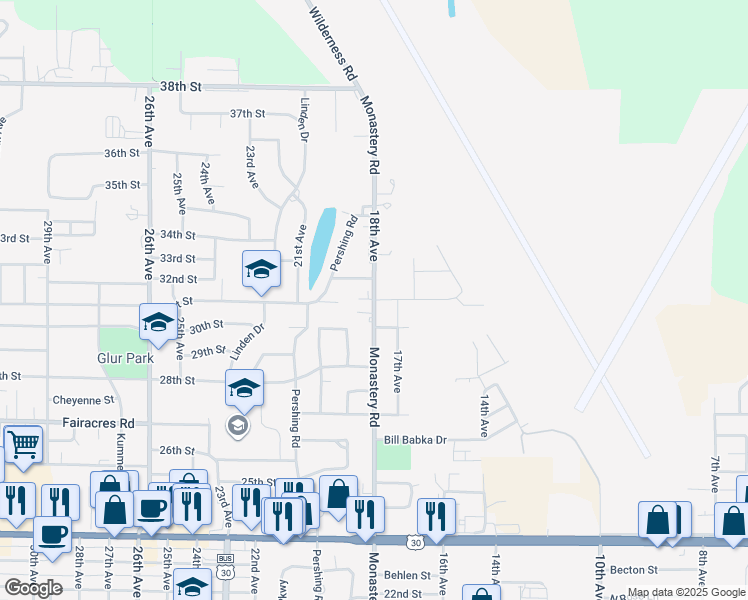 map of restaurants, bars, coffee shops, grocery stores, and more near 3107 18th Avenue in Columbus