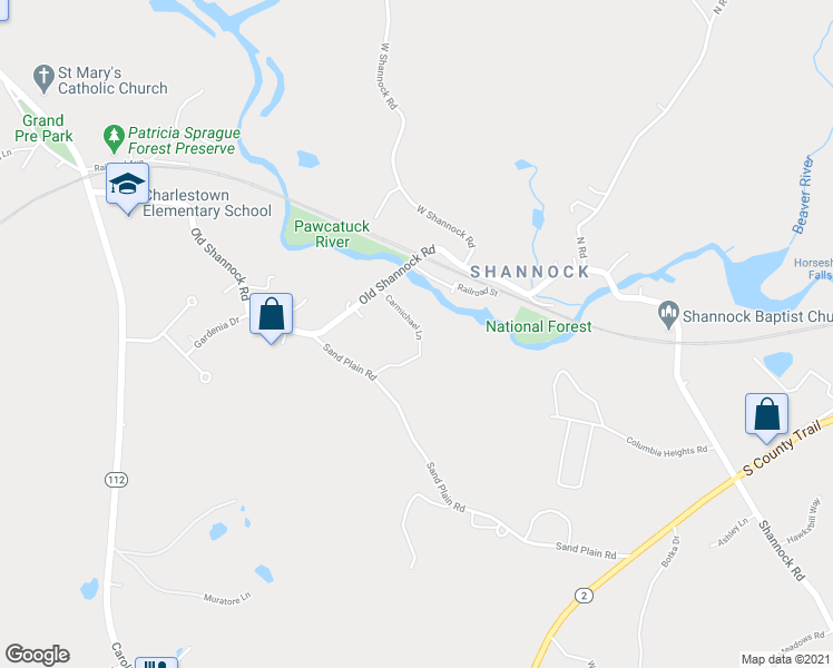 map of restaurants, bars, coffee shops, grocery stores, and more near 36 Carmichael Lane in Charlestown