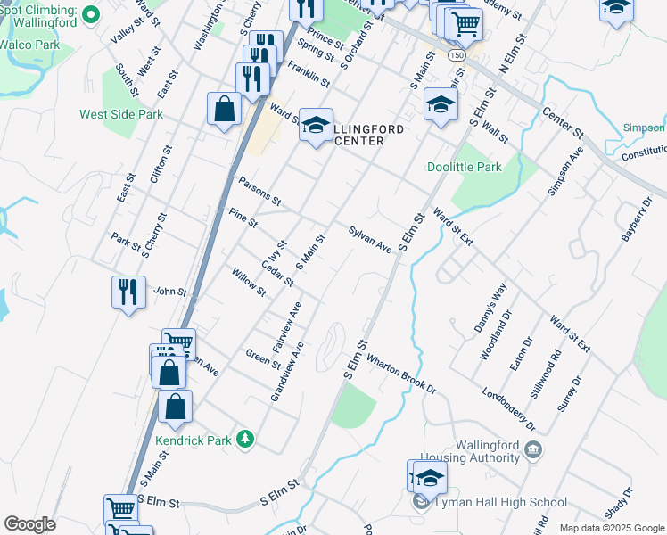 map of restaurants, bars, coffee shops, grocery stores, and more near 44 Morningside Terrace in Wallingford