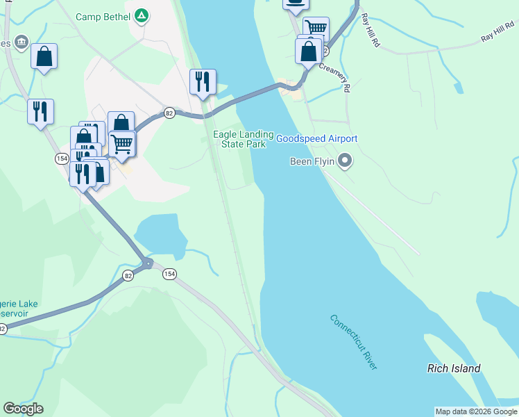 map of restaurants, bars, coffee shops, grocery stores, and more near 84 Little Meadow Road in Haddam