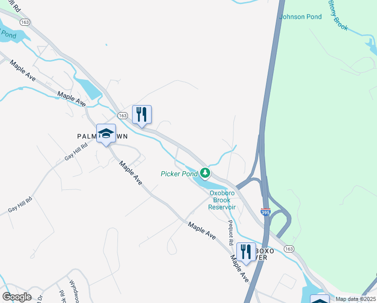 map of restaurants, bars, coffee shops, grocery stores, and more near 218 Connecticut 163 in Montville