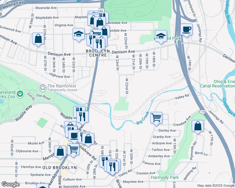 map of restaurants, bars, coffee shops, grocery stores, and more near 4004 W 22nd St in Cleveland