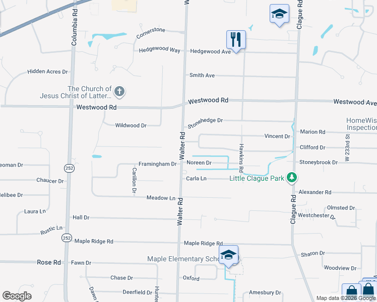 map of restaurants, bars, coffee shops, grocery stores, and more near 2833 Walter Rd in North Olmsted