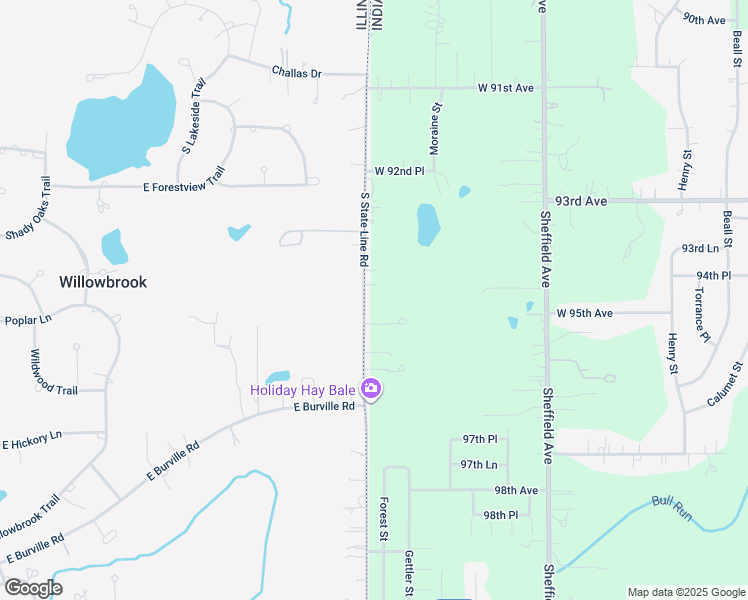map of restaurants, bars, coffee shops, grocery stores, and more near 9461 Stateline Road in Dyer
