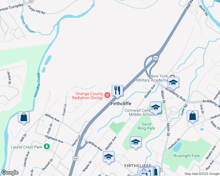 map of restaurants, bars, coffee shops, grocery stores, and more near 24 Knoll Crest Court in Monroe