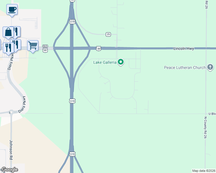 map of restaurants, bars, coffee shops, grocery stores, and more near 4452 County Road U Boulevard in Fremont