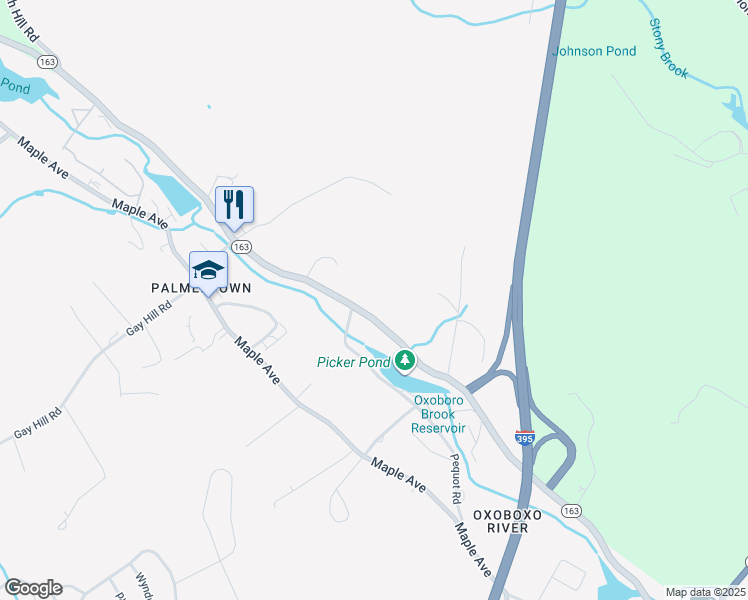 map of restaurants, bars, coffee shops, grocery stores, and more near 218 Connecticut 163 in Montville