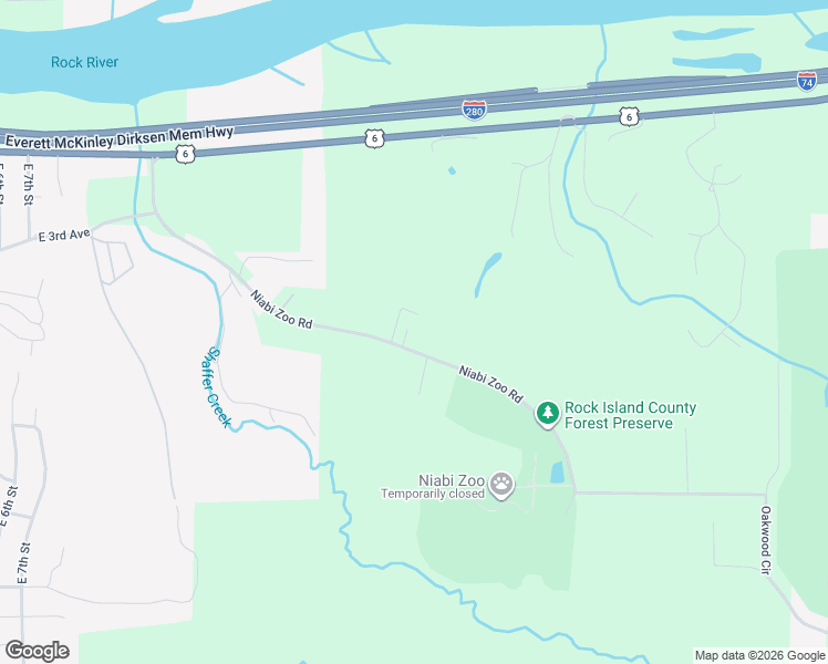 map of restaurants, bars, coffee shops, grocery stores, and more near 12474-12584 Niabi Zoo Road in Coal Valley