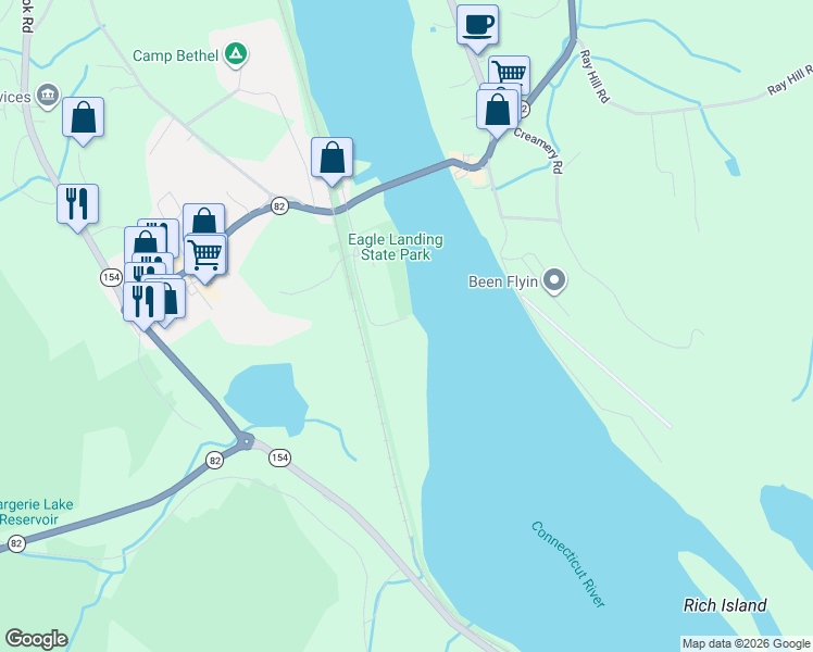 map of restaurants, bars, coffee shops, grocery stores, and more near 69 Little Meadow Road in Haddam