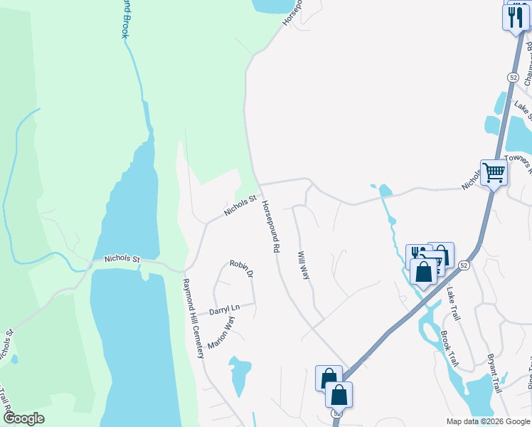 map of restaurants, bars, coffee shops, grocery stores, and more near 140 Horsepound Road in Carmel Hamlet