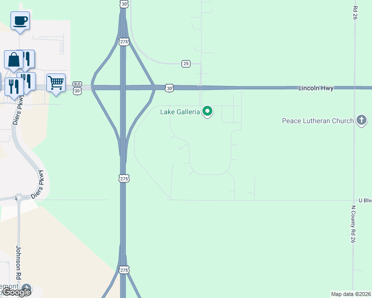 map of restaurants, bars, coffee shops, grocery stores, and more near 4452 County Road U Boulevard in Fremont